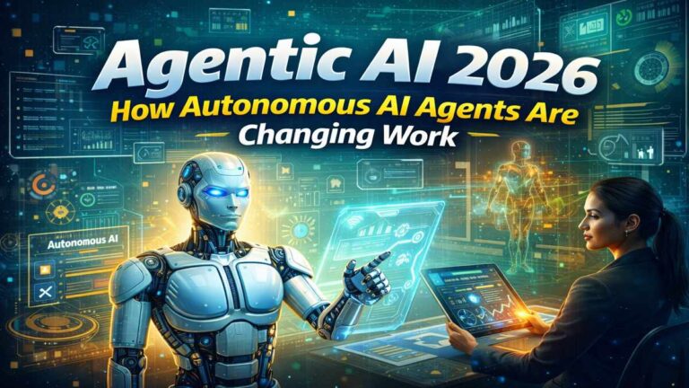 Agentic AI 2026 showing autonomous AI agents transforming work and business